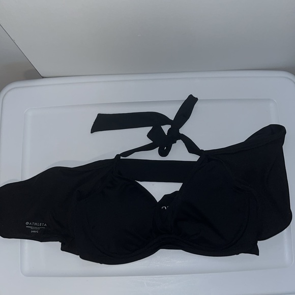 ATHLETA BRA CUP WRAP HALTER BIKINI Swim TOP Underwire Black Women’s Size 34 B/C - Picture 3 of 10